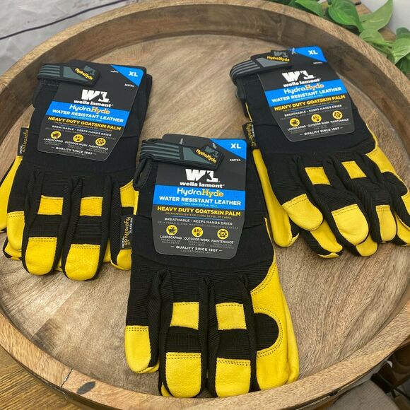 3 Pack XL Wells Lamont HydraHyde Heavy Duty Water Resistant Leather Work Gloves - Picture 1 of 5